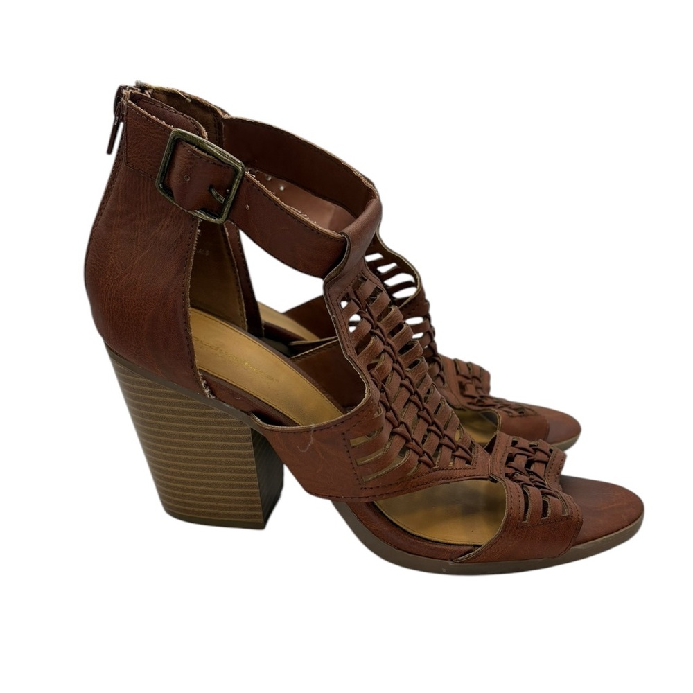 Cloudwalkers Brown Faux Leather Strappy‎ Sandals w/ Chunky Heels (Size 9)